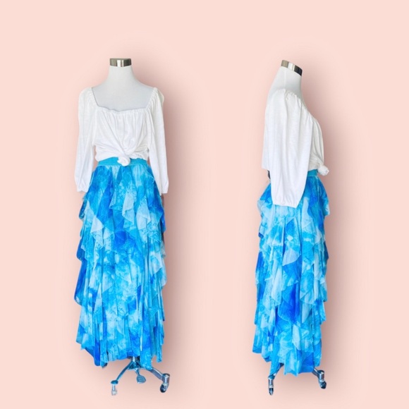 Anthropologie Chéri Ruffled Tulle Midi Skirt in the color Sky New - Picture 3 of 16